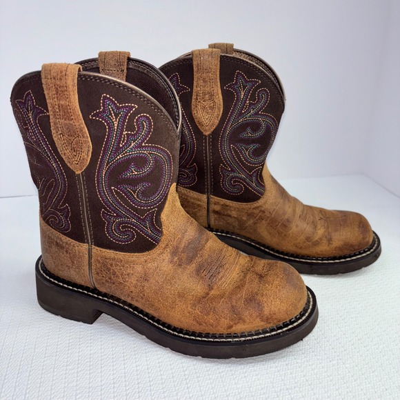 Ariat Leather Western Cowboy Boots Kids 6.5 B Style 10034020 Brown Big Kids - Picture 1 of 8